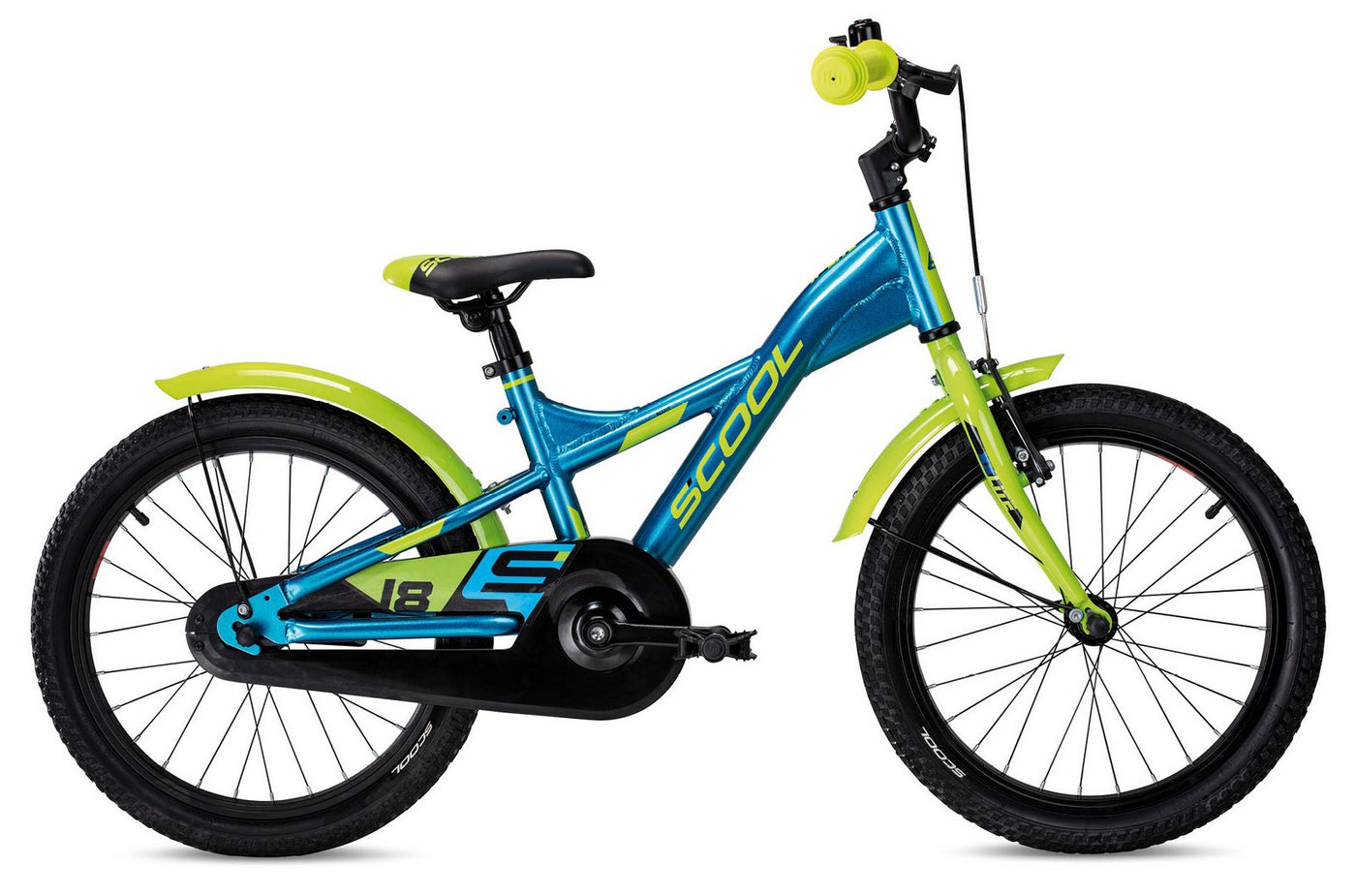Dviratis S'COOL XXlite 18" 1-speed coaster-brake Aluminium blue-lime