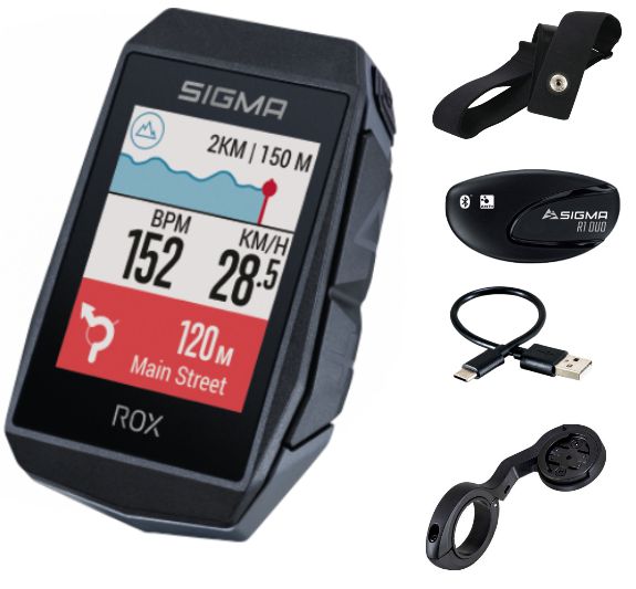 Dviračio kompiuteris SIGMA ROX 11.1 Evo GPS Black HR Set