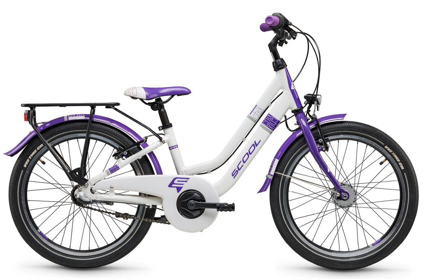 Dviratis S'COOL chiX twin 20" 3-speed Aluminium white-purple