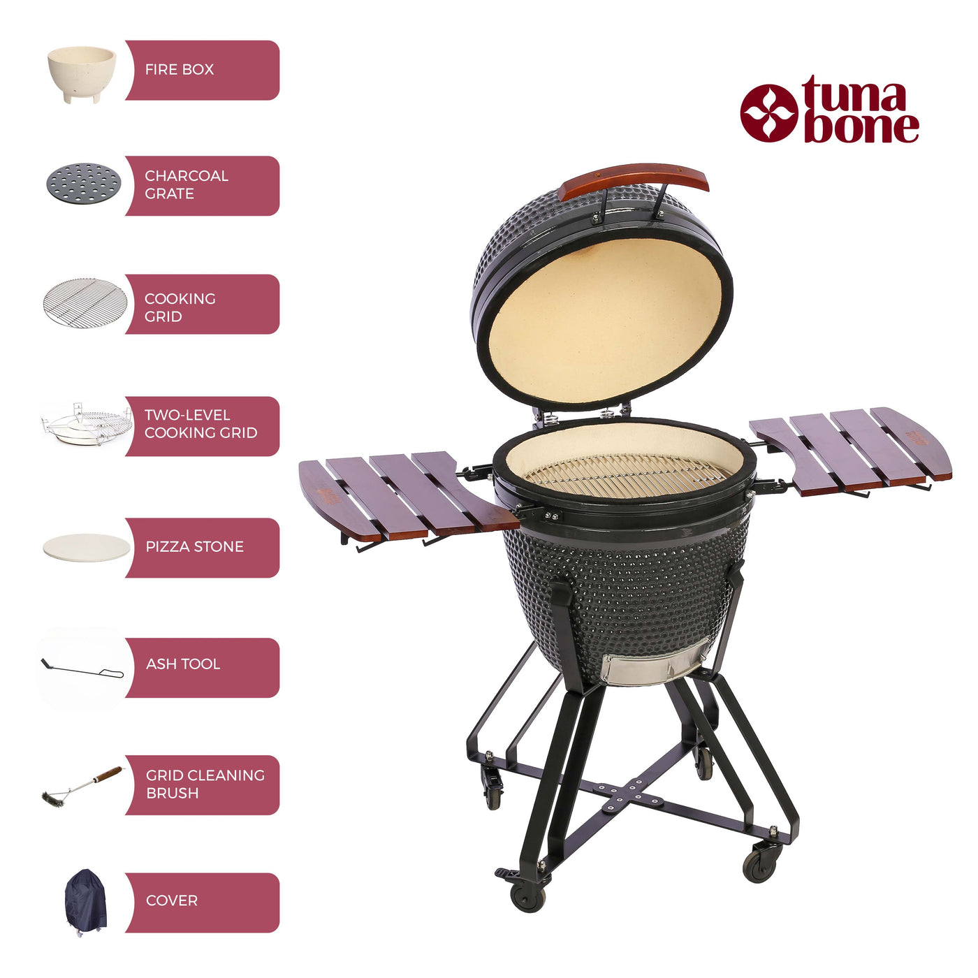 Kepsninė TunaBone Kamado classic 21" grill Size M, Dark grey