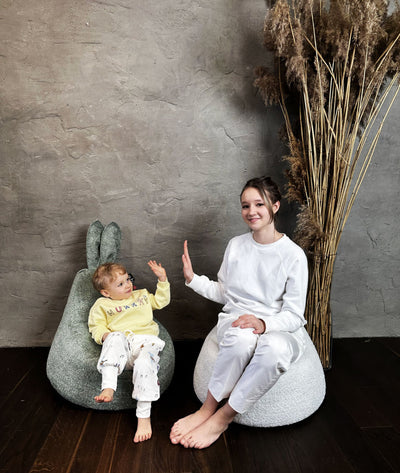 Qubo™ Baby Rabbit Silver POP FIT sėdmaišis