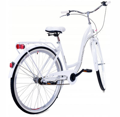 Moteriškas miesto dviratis Neext Grace rėmas 18 colių 28 ratai baltas
