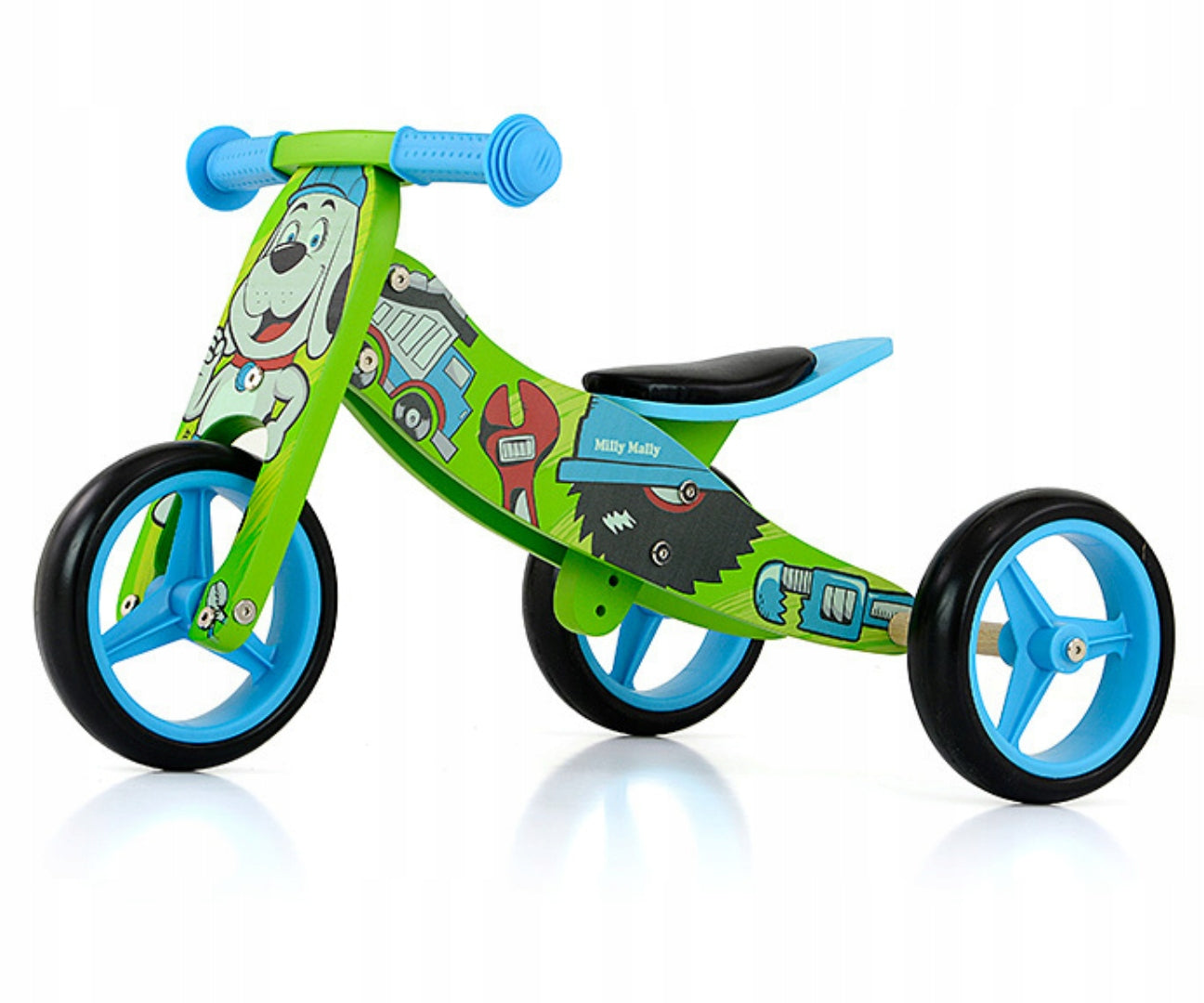 Balansinis dviratis Milly Mally Jake Bob 2in1 žydras žalias