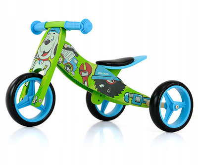 Balansinis dviratis Milly Mally Jake Bob 2in1 žydras žalias