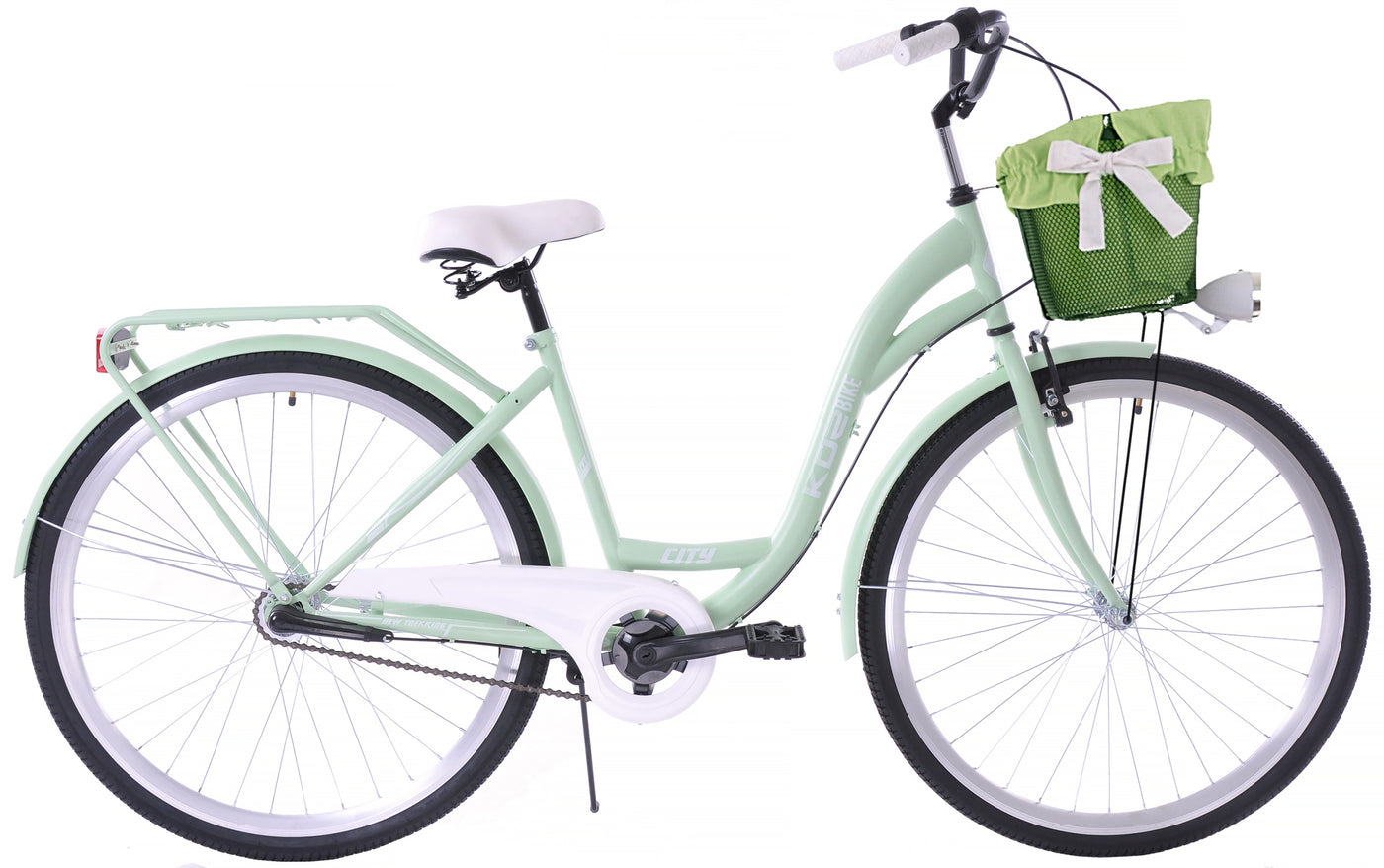 mėtos spalvos moteriškas dviratis