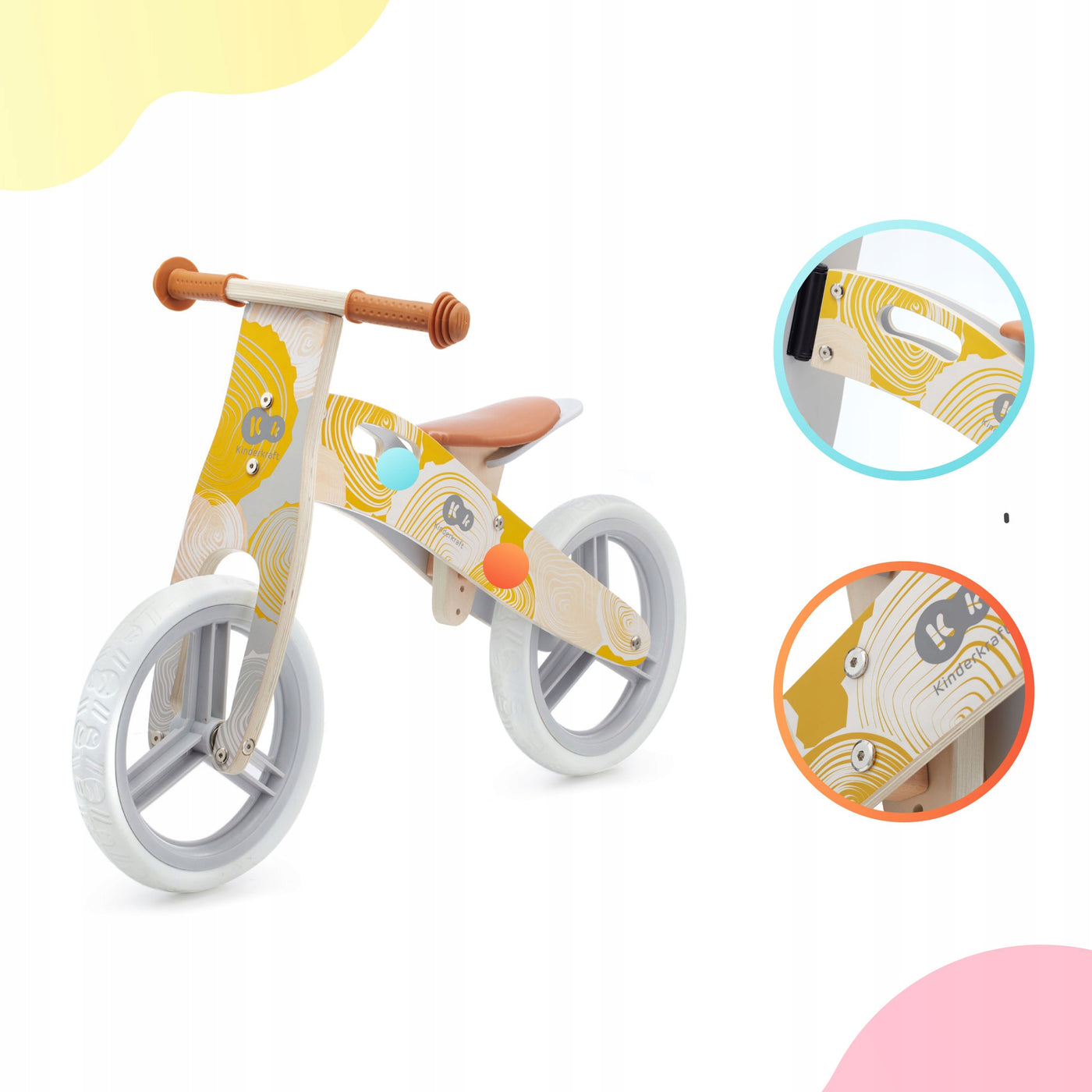 Balansinis dviratis Kinderkraft Runner geltonos spalvos