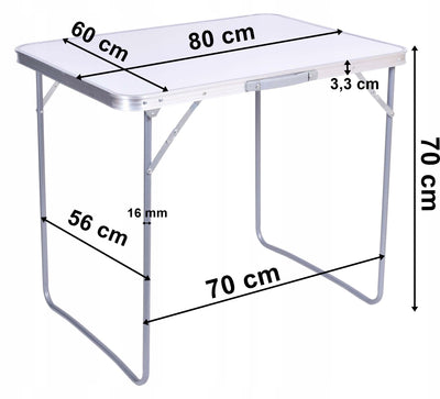 Baltas sulankstomas turistinis stalas 80x60x70cm