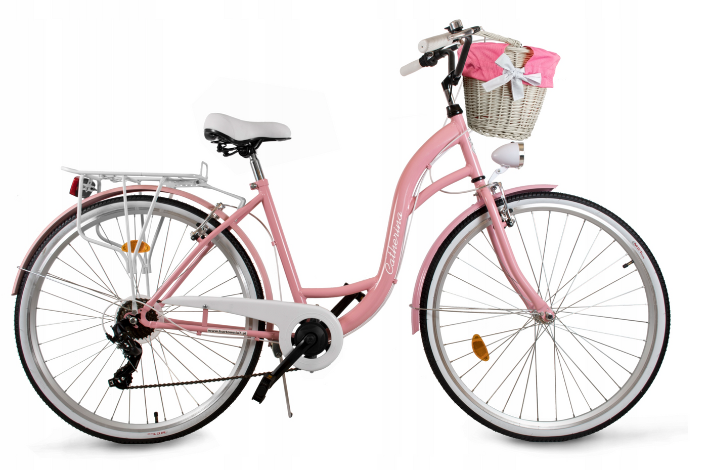 miesto dviratis su krepšeliu catherina Hurtex rožinis