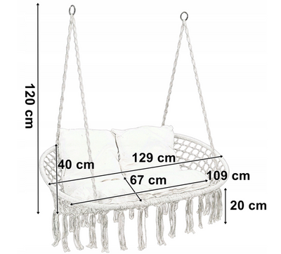 Dvivietis pintas pakabinamas hamakas iki 300 kg