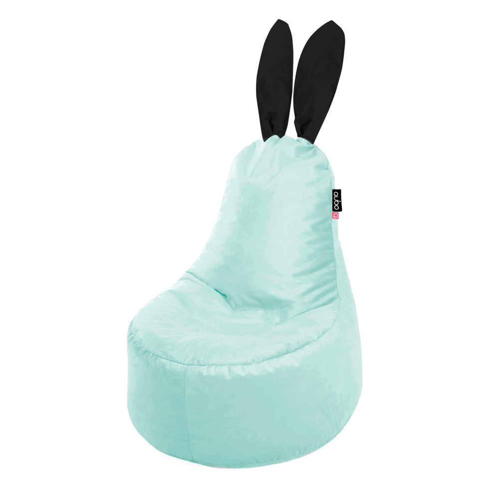 Qubo™ Mommy Rabbit Black Ears Seafoam VELVET FIT sėdmaišis